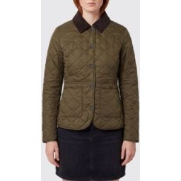 Barbour Giacca trapuntata slim fit in nylon con colletto in velluto Verde Taglia 12