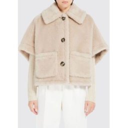 Max Mara Giacca teddy in alpaca e lana su base seta con maniche a kimono Beige Taglia ML