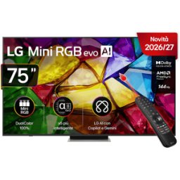 LG Mini RGB 87 75MRGB87B6B TV MINI LED, SMART TV, 75 ", RGB-MiniLED, Processore a8 AI 4K Gen3, Classe D