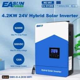 EASUN POWER Inverter Solare Ibrido EASUN 4.2KW Off-Grid Onda Pura MPPT 24V 220V 100A Caricatore Solare per Fotovoltaico PV 500VDC
