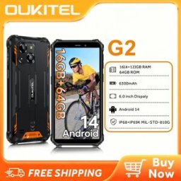 OUKITEL G2 Smartphone Robusto Sbloccato - 16GB+64GB Android 14 Telefoni Cellulari Robusti, Display HD da 6.0” Batteria da 6300Ah Fotocamera Principale da 13MP