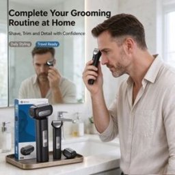 NONE Rasoi elettrici ricaricabili e regolabarba, kit per la cura personale maschile, set portatile da viaggio per la cura del viso, utilizzabile sia a secco che a umido.