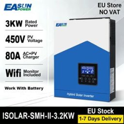 EASUN POWER 3200VA 3000W Solar Hybrid Off Grid Inverter MPPT 80A Caricatore solare 24V Lifepo4 Batteria al litio 230VAC PV 60V-450VDC