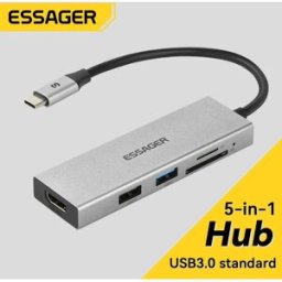 ESSAGER 5 in 1 USB C HUB HDMI-4K Docking Station Splitter per adattatore MacBook per laptop USB 3.0 tipo C