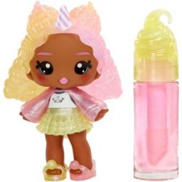 MGA Entertainment - Yummiland Lip Gloss Doll Nia Candy Fluff Serie 2 con Kit Crea Lucidalabbra 4+ Anni