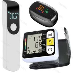 IDEABEL Nuovo monitor della pressione arteriosa da polso a LED Sfigmomanometro Tonometro Monitor BP Termometro medico a infrarossi senza contatto