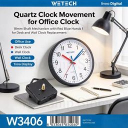 NONE Kit meccanismo per orologio da parete con movimento al quarzo, lunghezza dell'albero 18 mm, set di ricambio con lancette per orologio da parete, ideale per la riparazione e la realizzazione di orologi