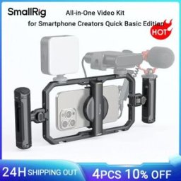 SmallRig Kit gabbia universale a sgancio rapido per smartphone, kit video base tutto-in-uno per iPhone 18/17 e Samsung con maniglie e clip per smartphone 4597