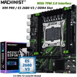 MACHINIST Scheda Madre PR9 X99 con Modulo TPM2.0, CPU Intel Xeon E5 2680 V3, Supporto RAM DDR4 Dual-Channel, USB3.0, Kit Opzionale Combo