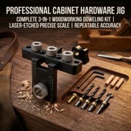 NONE Kit di guida per trapano 3-in-1 per la lavorazione del legno, con sistema di bloccaggio a camma da 15 mm, in alluminio anodizzato, per la realizzazione di fori e la posizionamento di elementi,