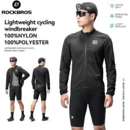 ROCKBROS Giacca da ciclismo Abbigliamento leggero antivento Giacca da bici a maniche lunghe Giacca riflettente traspirante Taglia EUR