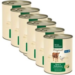 Kit Risparmio 6x800 Real Nature Dog Adult CUORI DI VITELLO E POLLO