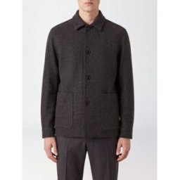 Zegna Giacca a camicia in misto lana e cashmere con tasche a toppa Grigio Taglia 48