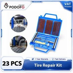 podofo Kit di riparazione pneumatici 23 in 1, kit per riparazione forature, kit portatile per riparazione pneumatici, kit di riparazione per pneumatici resistenti per auto, camion, moto, trattori,
