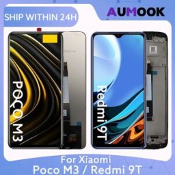 AUMOOK 6.53 "Display LCD Per Xiaomi Poco M3 Redmi 9T LCD Touch Screen Digitizer Assembly Con Telaio M2010J19CG Parti di Riparazione di Ricambio