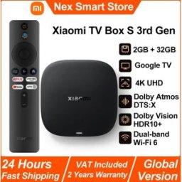 Xiaomi New TV Box S 3rd Gen, Smart TV Box Android Lettore multimediale 4K UHD, Dolby Vision HDR10+ Assistente Google Set-Top Box TV Google