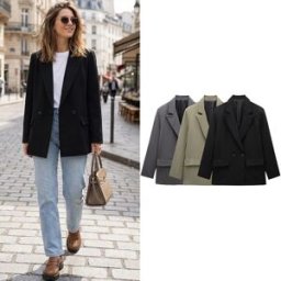 Willshela Moda donna con tasche Blazer doppiopetto solido Maniche lunghe vintage Collo dentellato Abiti da donna da ufficio femminili