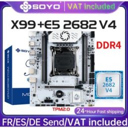 Soyo Scheda Madre Gaming X99 con CPU E5 2682 V4, Set DDR4, , Componenti per PC Gamer Intel Xeon, Scheda Principale TPM2.0 LGA2011 PCIe3.0x16