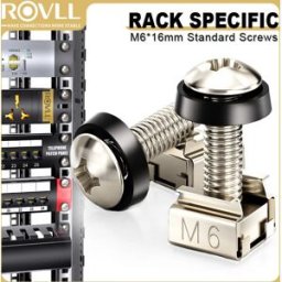 ROVLL Dadi a gabbia per montaggio su rack M6 x 16 mm con rondelle per ripiani di armadi server, patch panel e kit hardware per rack di rete