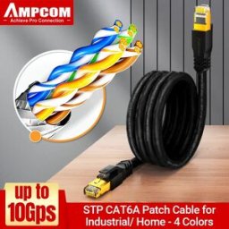 AMPCOM Cavo Ethernet CAT6A 10Gbps RJ45, Cavo di Rete LAN ad Alta Velocità, Patch STP 24AWG per Gaming, Computer, PS5, Xbox