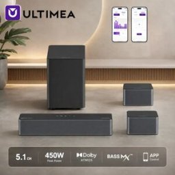 ULTIMEA Soundbar 5.1 per Smart TV con Dolby Atmos e Subwoofer Wireless, 2 Altoparlanti Surround, Potenza di Picco 450W, Altoparlanti Home Theater per TV, Controllo tramite APP