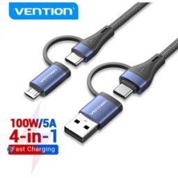 Vention Cavo di ricarica rapida 4 in 1 USB C 100W PD Type C a USB C, da USB A a Micro USB per telefoni cellulari POCO Xiaomi Samsung