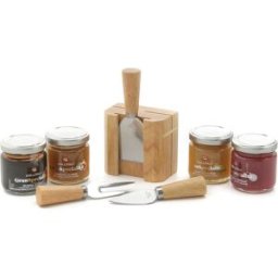 Collitali Kit per formaggi 4 composte, 3 coltelli e ceppo in legno