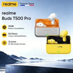 Realme Auricolari Buds T500 Pro Versione Globale con cancellazione del rumore adattiva a 50dB, driver audio ad alta risoluzione da 12,4 mm e design Candy Box.