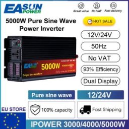 EASUN POWER EASUN 3000W 4000W 5000W Inverter a onda sinusoidale pura DC 12V 24V a AC 220V Trasformatore di tensione Convertitore di potenza Inverter solare