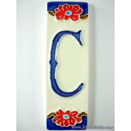Numero civico ceramica con fiore nf13
