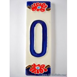 Numero civico ceramica con fiore nf10