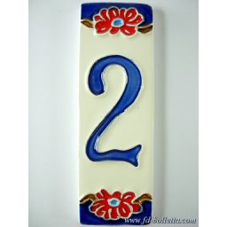 Numero civico ceramica con fiore nf2
