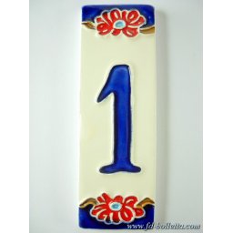 Numero civico ceramica con fiore nf1