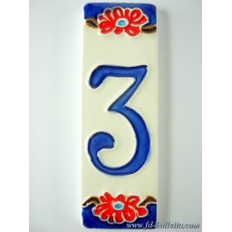 Numero civico ceramica con fiore nf3