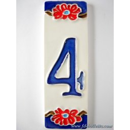 Numero civico ceramica con fiore nf4