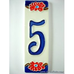 Numero civico ceramica con fiore nf5
