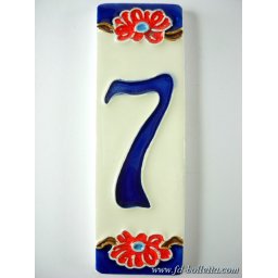 Numero civico ceramica con fiore nf7