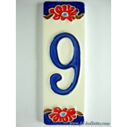 Numero civico ceramica con fiore nf9