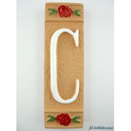 Numero civico ceramica con fiore rosso nfr13