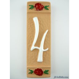 Numero civico ceramica con fiore rosso nfr4