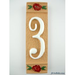 Numero civico ceramica con fiore rosso nfr3