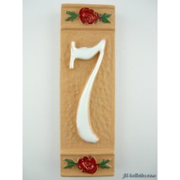 Numero civico ceramica con fiore rosso nfr7