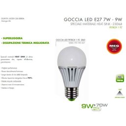 LAMPADINA LED - LINEA COSTO ZERO - 9W=70W LUCE BIANCO FREDDO