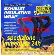 bende scarichi nere nastro termico collettori - fasce harley 5 mt x 5 cm fasce + 6 fascette inox accessori moto abbigliamento