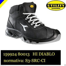 scarpa alta lavoro antinfortunistica diadora utility hi diablo s3-src-ci nero calzature diadora