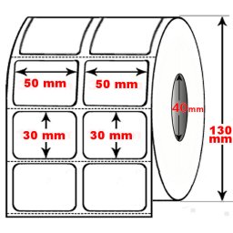 Rotolo da 5000 etichette adesive mm 50x30 Termiche 2 piste anima 40