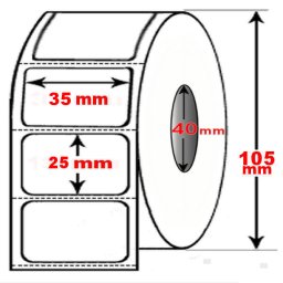 Rotolo da 2000 etichette adesive mm 35x25 Termiche 1 pista anima 40