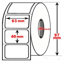 Rotolo da 1000 etichette adesive mm 63x40 Termiche 1 pista anima 40