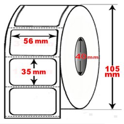 Rotolo da 1500 etichette adesive mm 56x35 Termiche 1 pista anima 40