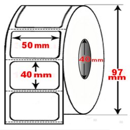 Rotolo da 1000 etichette adesive mm 50x40 Termiche 1 pista anima 40